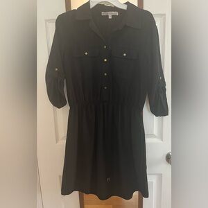 Casual Black Button-Up Dress